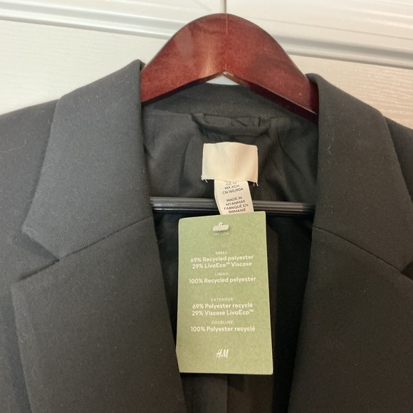 H&M Black Double Breasted Blazer Business Career Interview Jacket - Picture 3 of 7